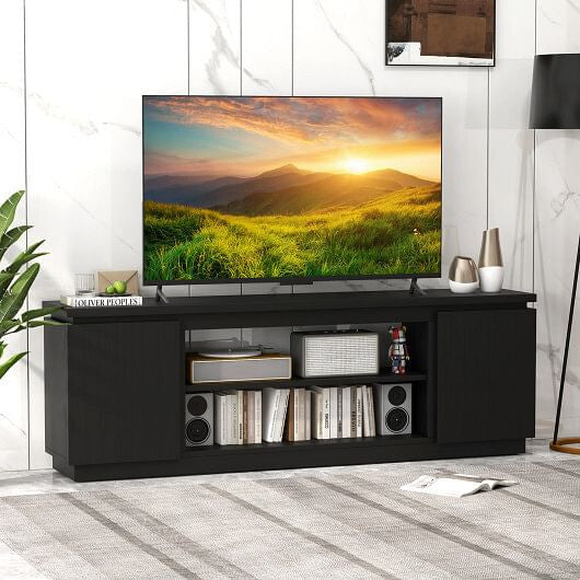 TV Cabinet with 3 Adjustable Shelves and Anti-Tipping Kits for TVs up to 80 Inch-White