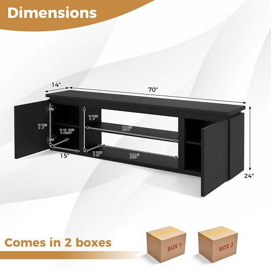TV Cabinet with 3 Adjustable Shelves and Anti-Tipping Kits for TVs up to 80 Inch-White