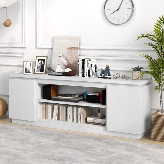 TV Cabinet with 3 Adjustable Shelves and Anti-Tipping Kits for TVs up to 80 Inch-White
